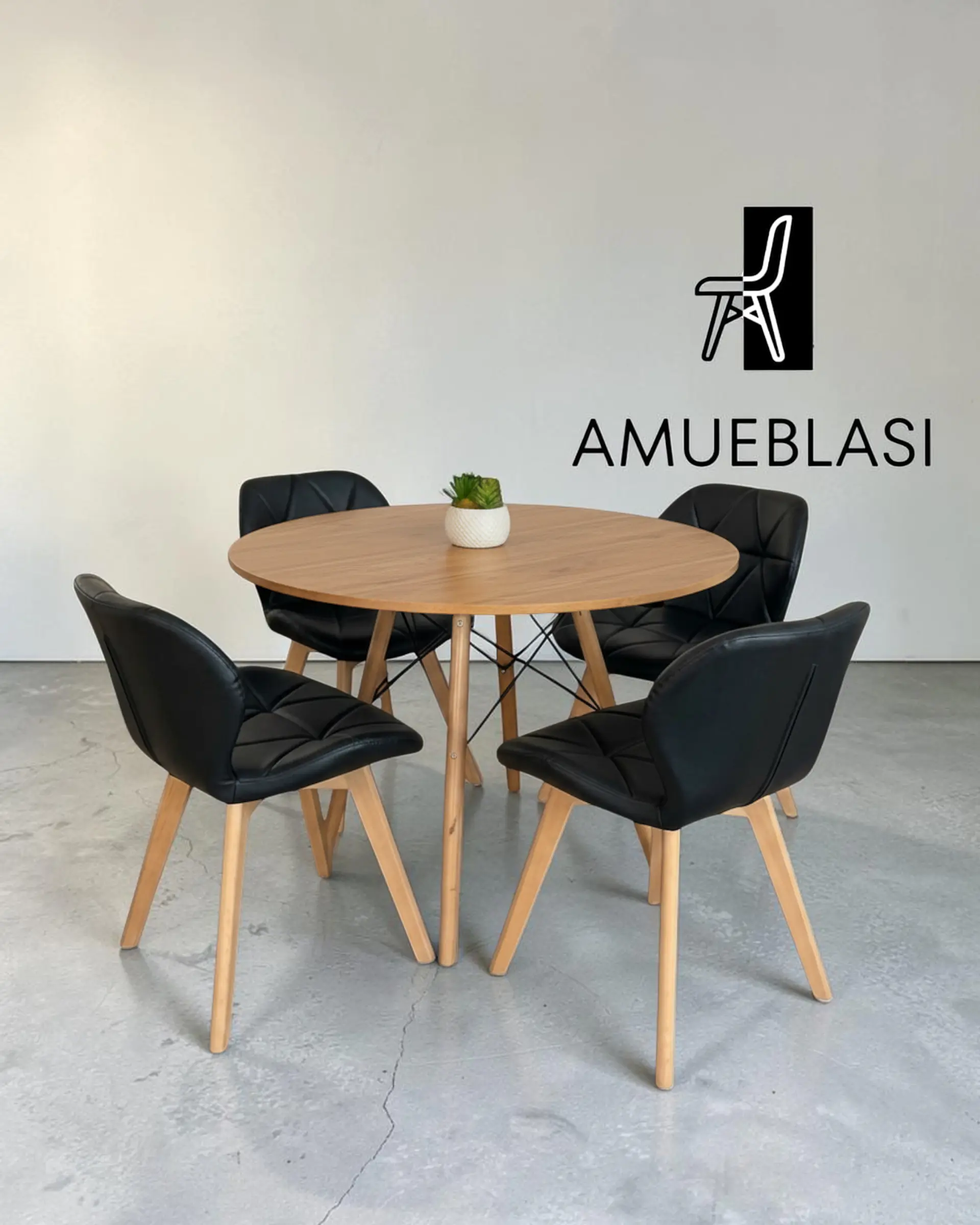 Comedor Redondo Melamina Eames con Sillas Radar Fiori  5