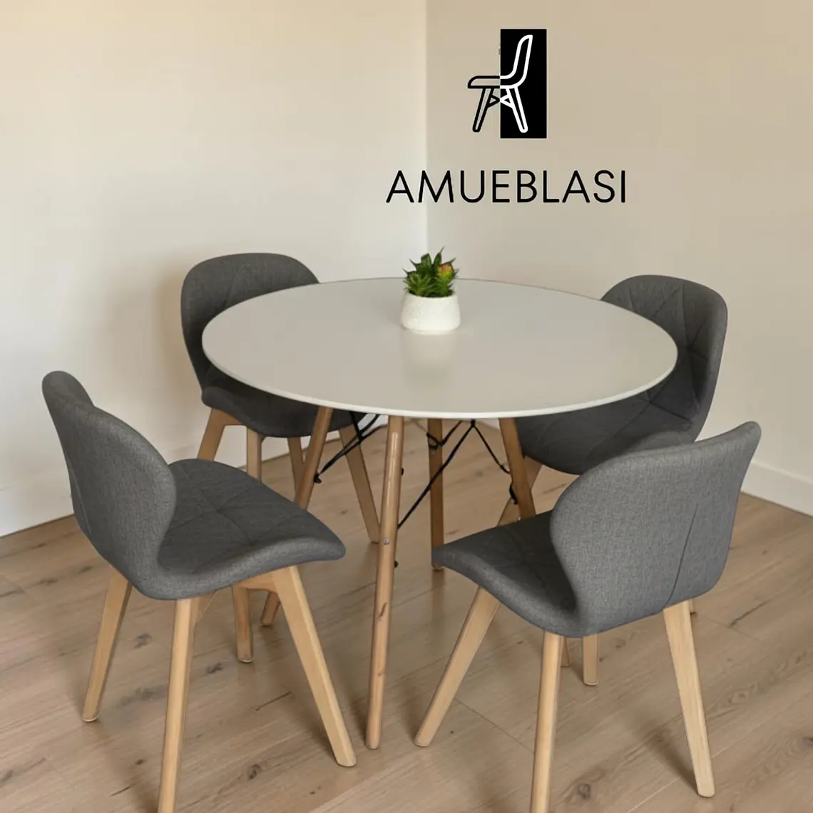 Comedor Redondo Melamina 4 Sillas Radar Fiori – Mesa Eames 6