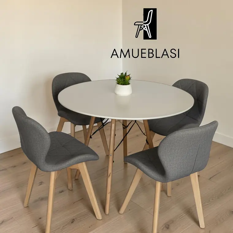 Comedor Redondo Melamina 4 Sillas Radar Fiori – Mesa Eames 6