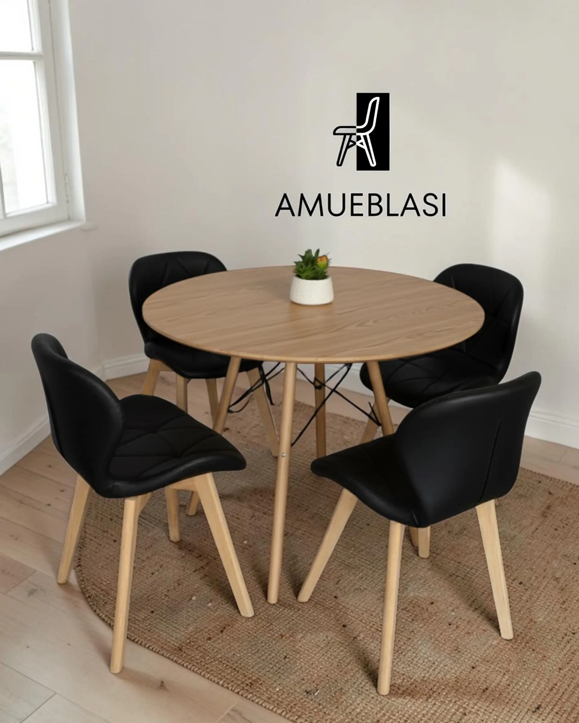 Comedor Redondo Melamina Eames con Sillas Radar Fiori  8