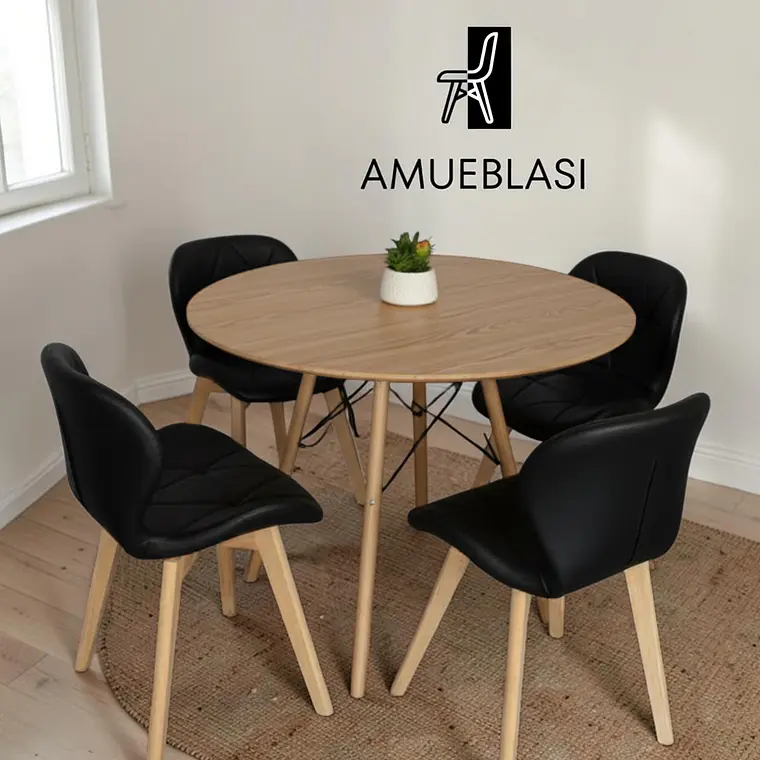 Comedor Redondo Melamina 4 Sillas Radar Fiori – Mesa Eames 8