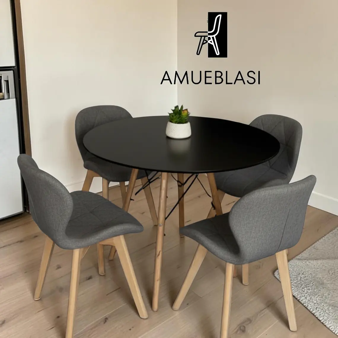Comedor Redondo Melamina 4 Sillas Radar Fiori – Mesa Eames 9