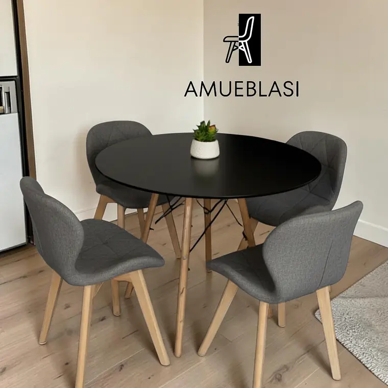 Comedor Redondo Melamina 4 Sillas Radar Fiori – Mesa Eames 9