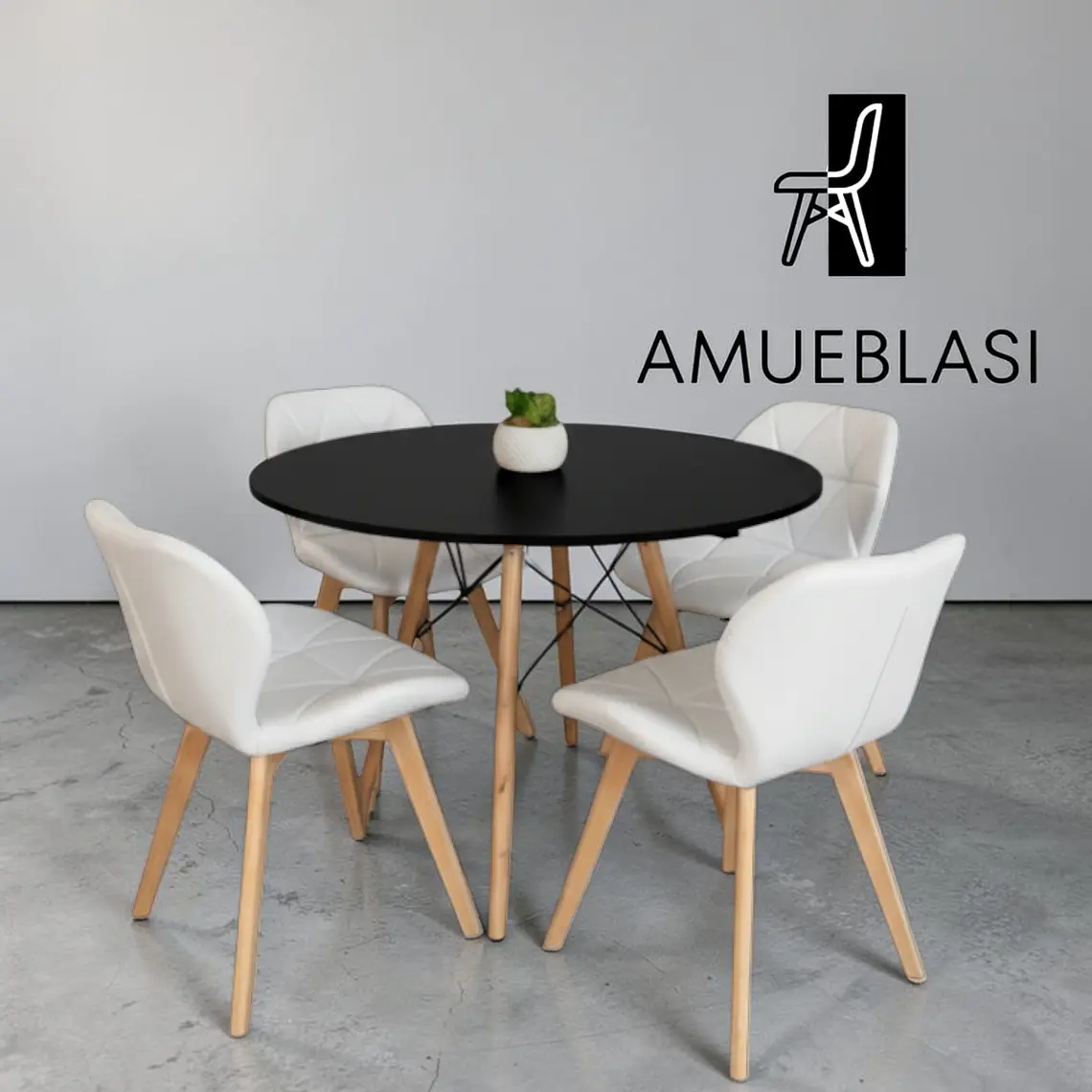 Comedor Redondo Melamina 4 Sillas Radar Fiori – Mesa Eames 10