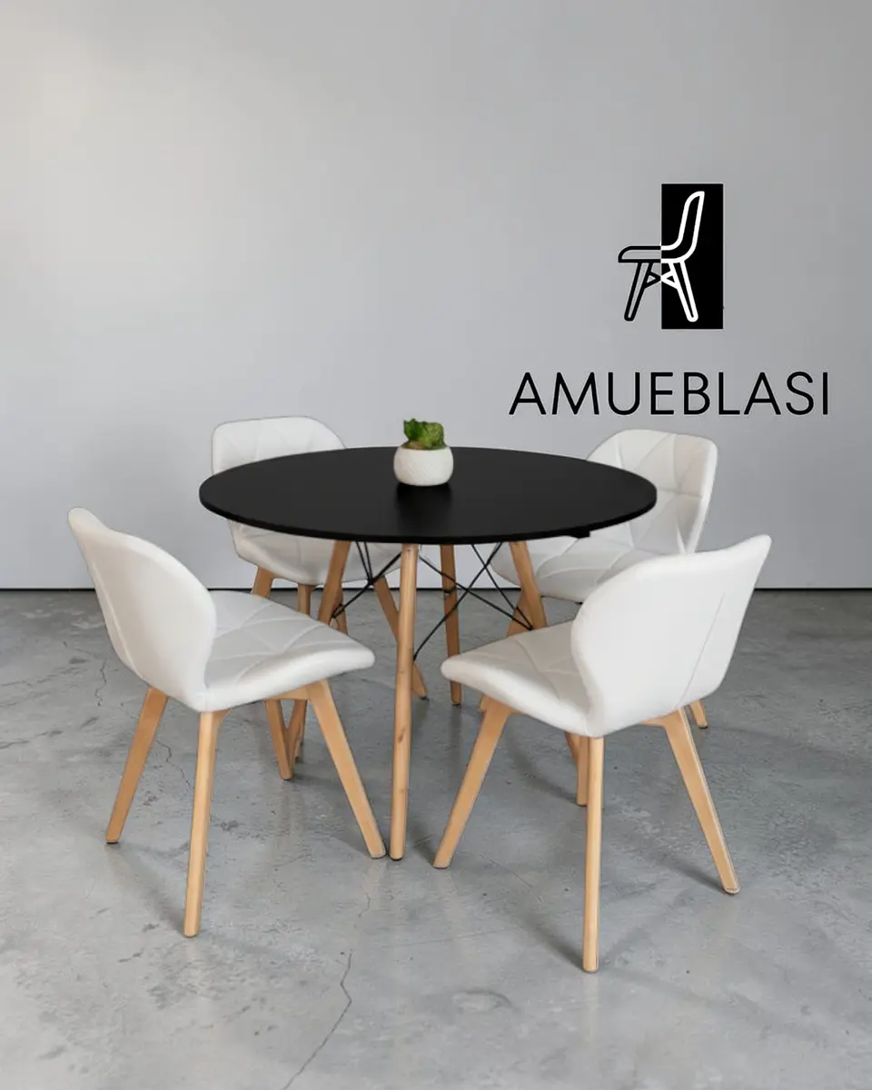 Comedor Redondo Melamina Eames con Sillas Radar Fiori  10