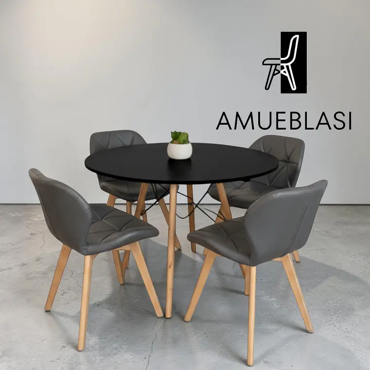 Comedor Redondo Melamina 4 Sillas Radar Fiori – Mesa Eames 11
