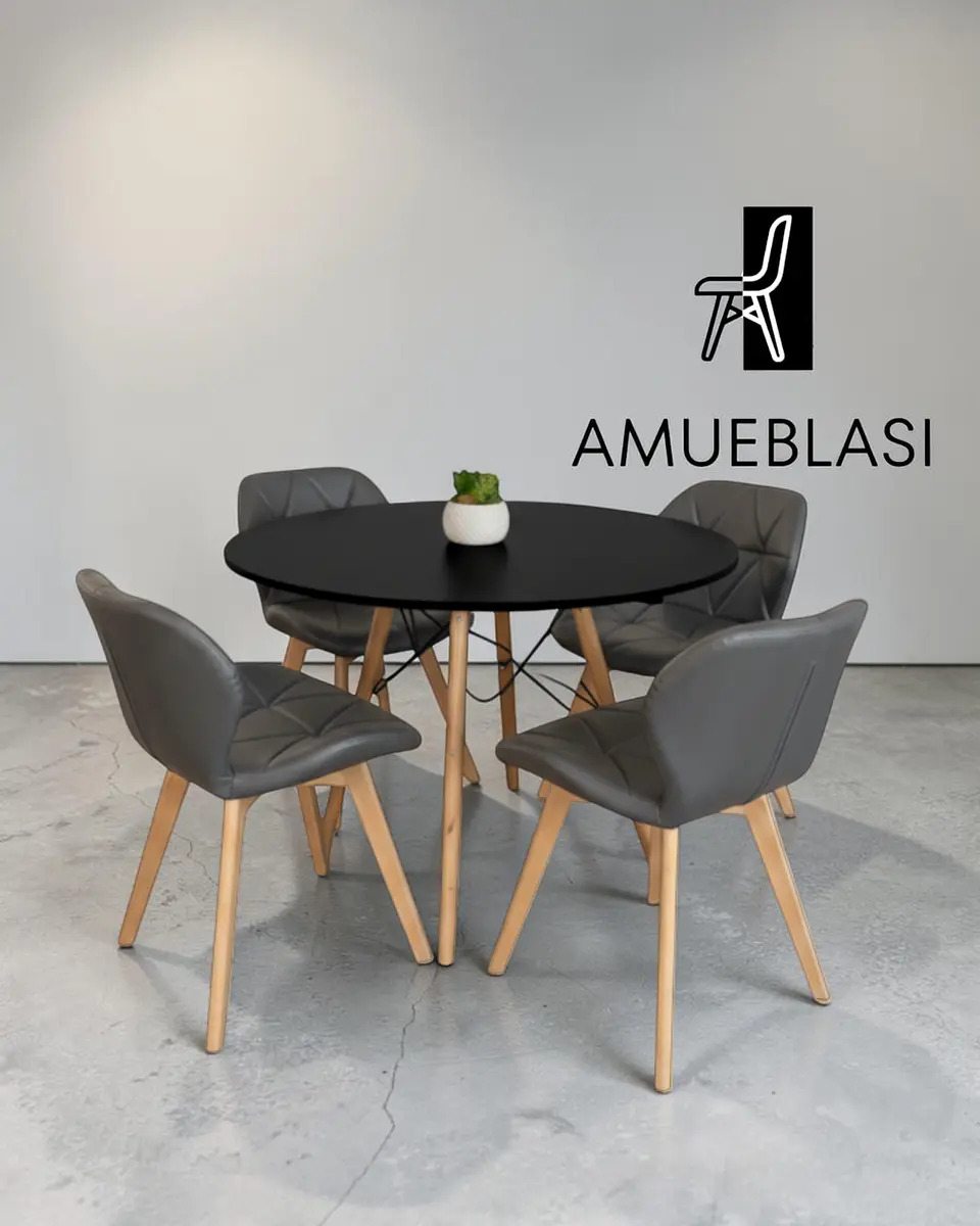 Comedor Redondo Melamina Eames con Sillas Radar Fiori  11