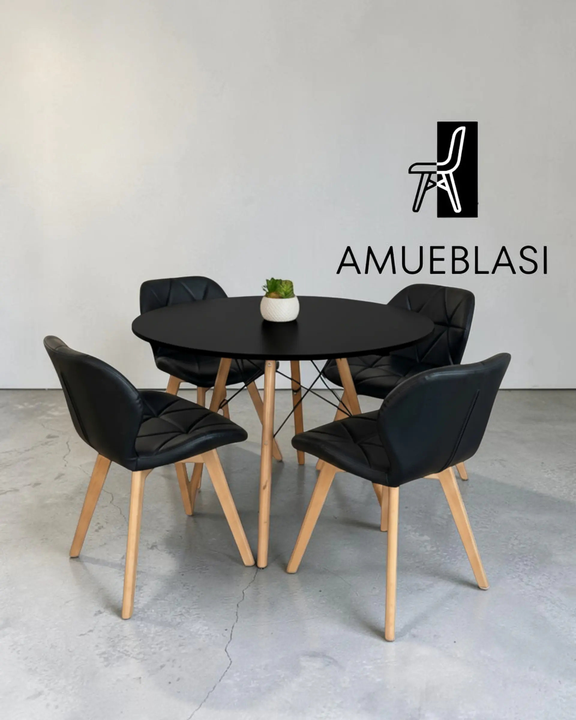 Comedor Redondo Melamina Eames con Sillas Radar Fiori  12