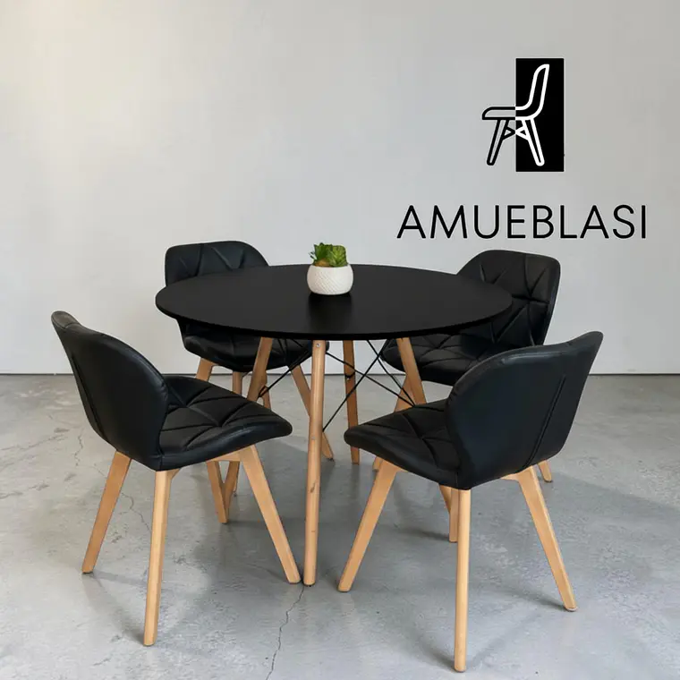 Comedor Redondo Melamina 4 Sillas Radar Fiori – Mesa Eames 12