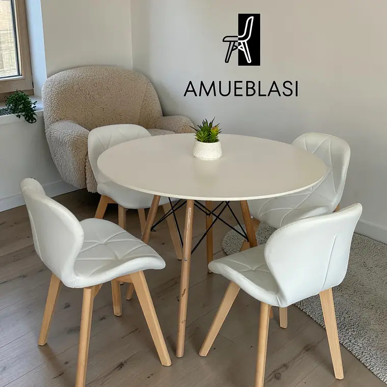 Comedor Redondo Melamina 4 Sillas Radar Fiori – Mesa Eames 13