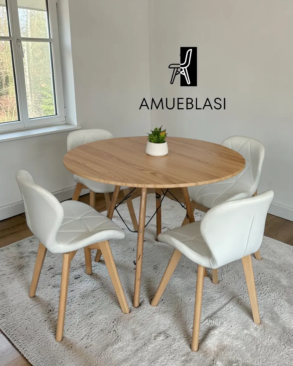 Comedor Redondo Melamina Eames con Sillas Radar Fiori  14