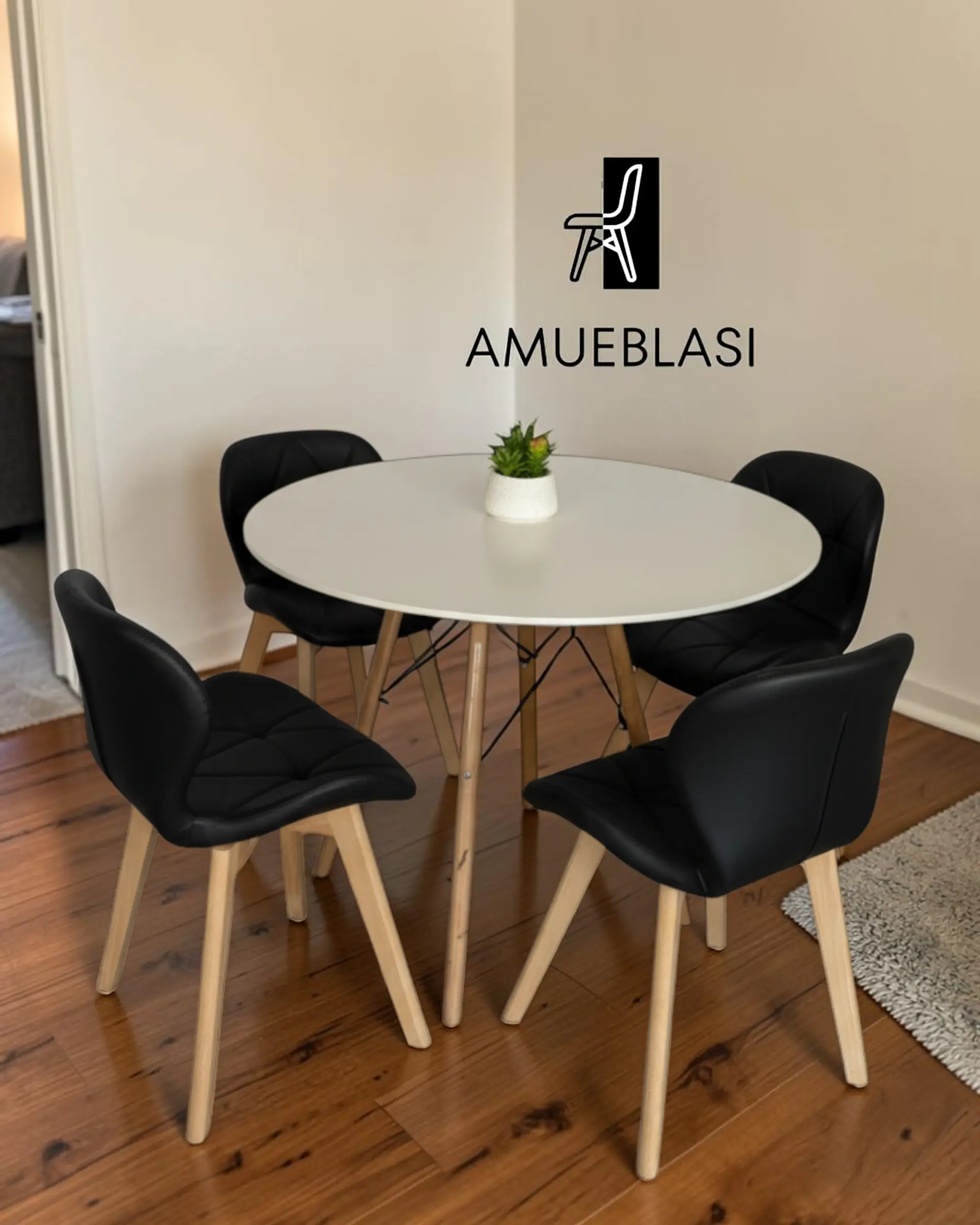 Comedor Redondo Melamina Eames con Sillas Radar Fiori  15