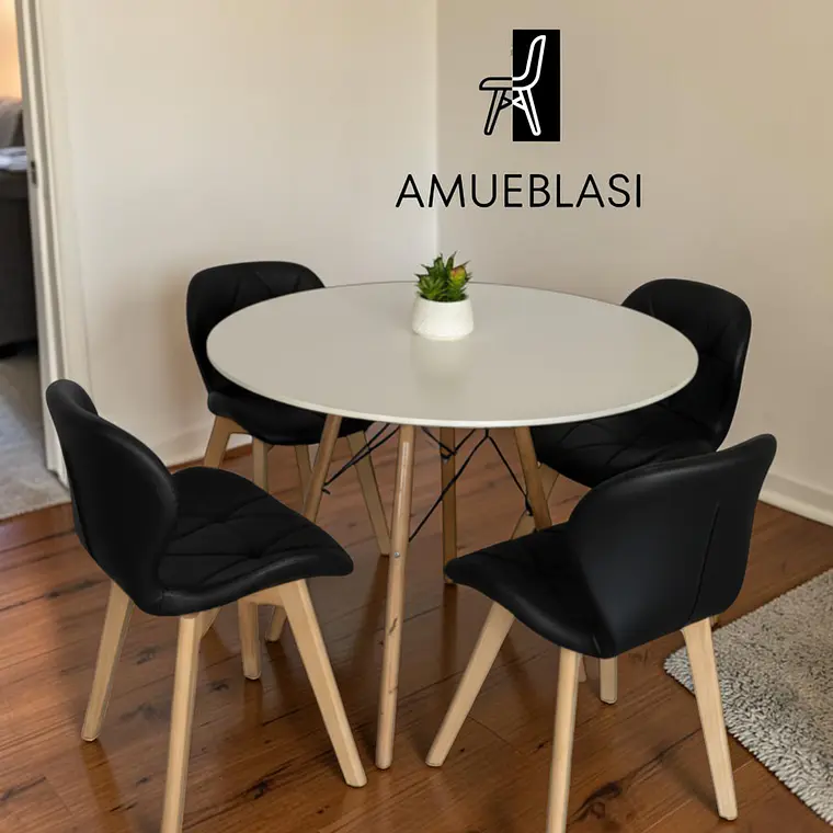 Comedor Redondo Melamina 4 Sillas Radar Fiori – Mesa Eames 15