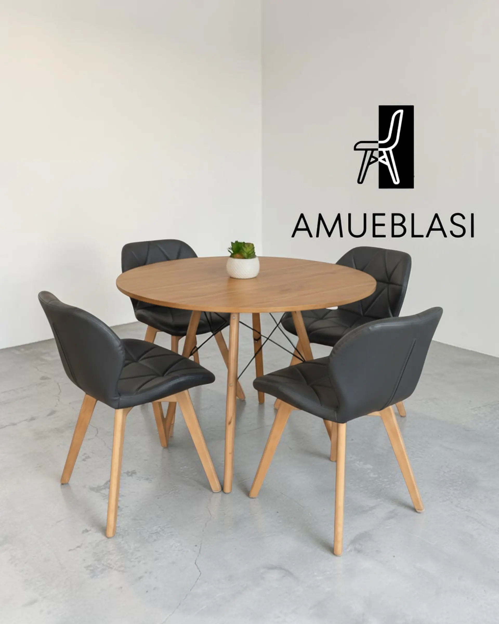 Comedor Redondo Melamina Eames con Sillas Radar Fiori  16