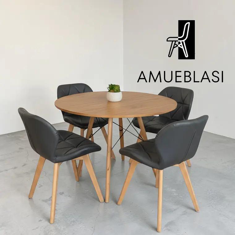 Comedor Redondo Melamina 4 Sillas Radar Fiori – Mesa Eames 16