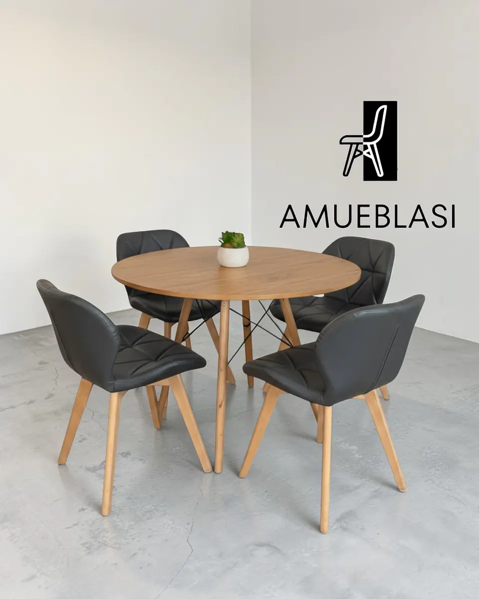 Comedor Redondo Melamina Eames con Sillas Radar Fiori  16