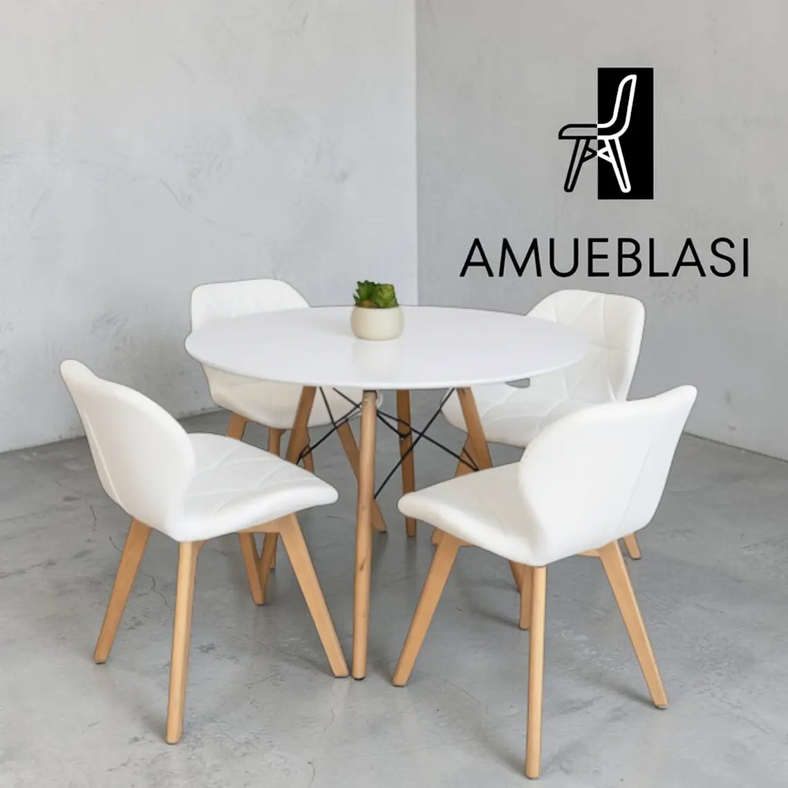 Comedor Redondo Melamina 4 Sillas Radar Fiori – Mesa Eames 17