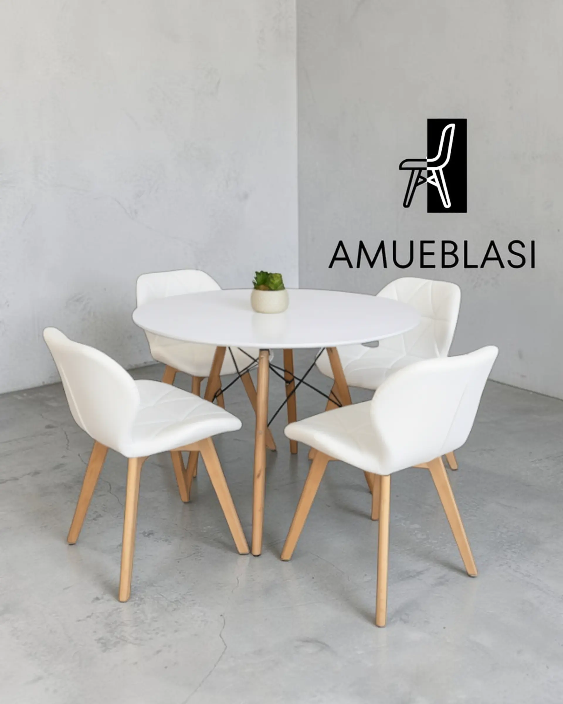 Comedor Redondo Melamina Eames con Sillas Radar Fiori  17