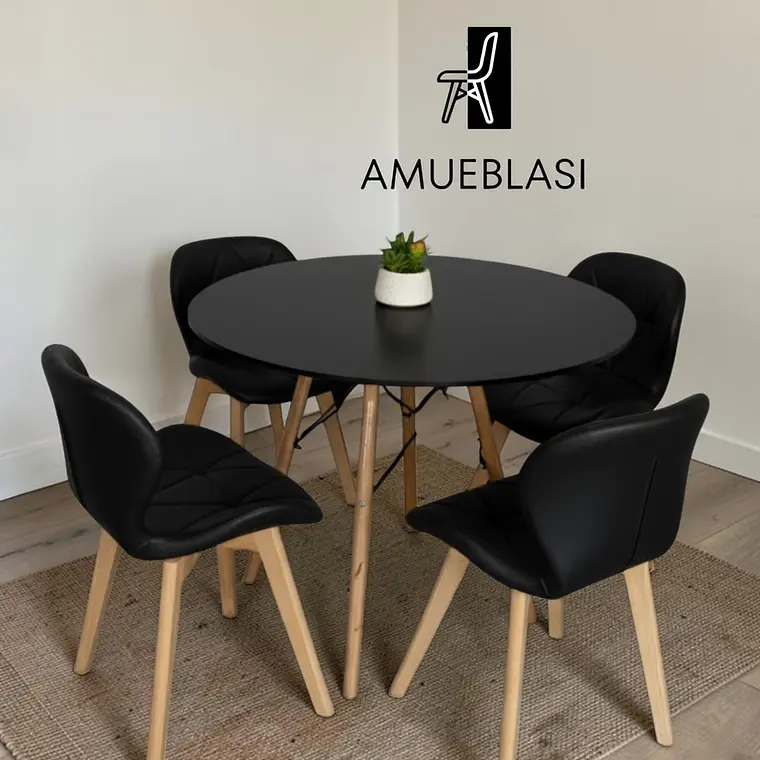 Comedor Redondo Melamina 4 Sillas Radar Fiori – Mesa Eames 18
