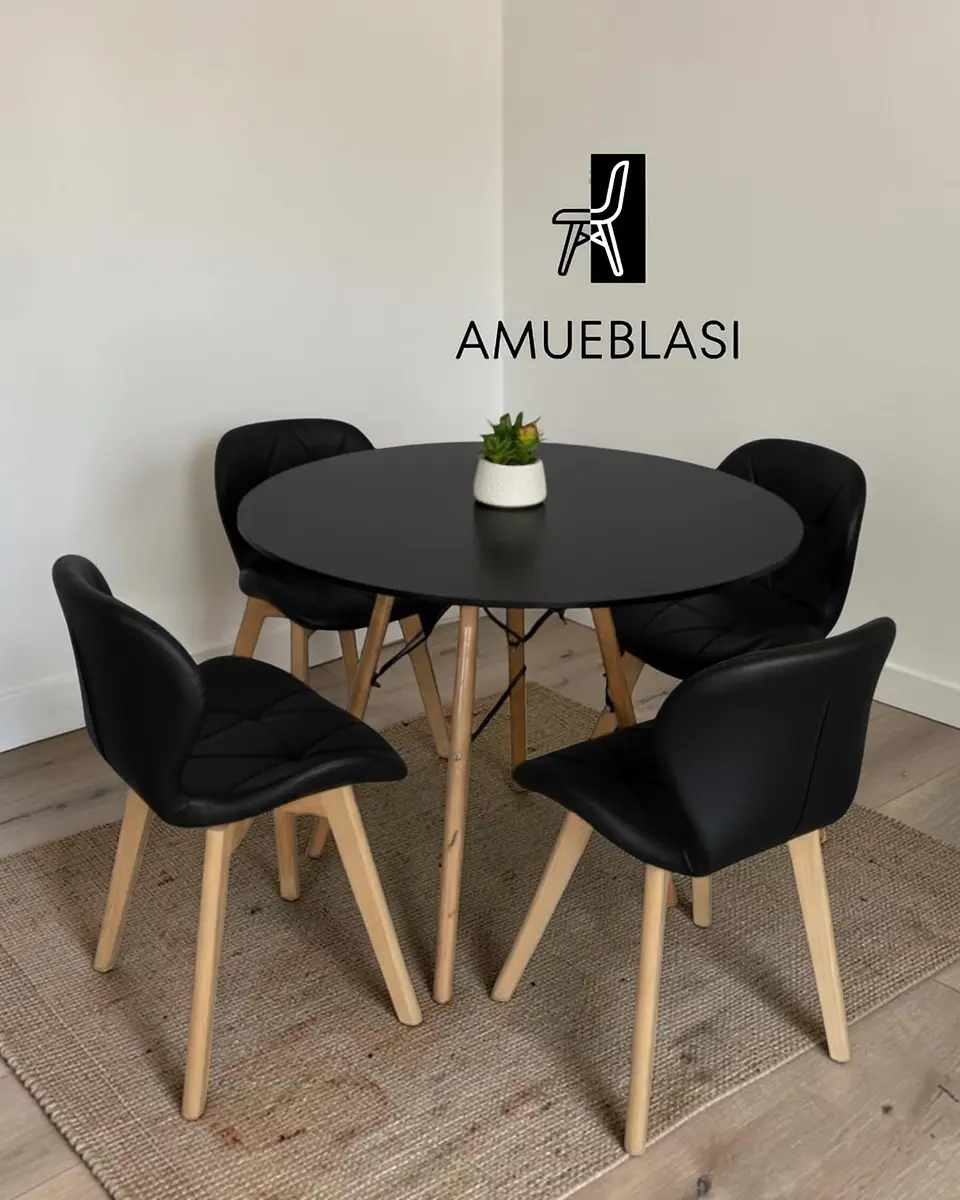 Comedor Redondo Melamina Eames con Sillas Radar Fiori  18