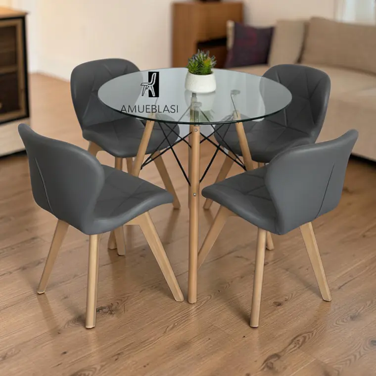 Comedor Redondo Vidrio 4 Sillas Radar Fiori – Mesa Eames 80cm 5