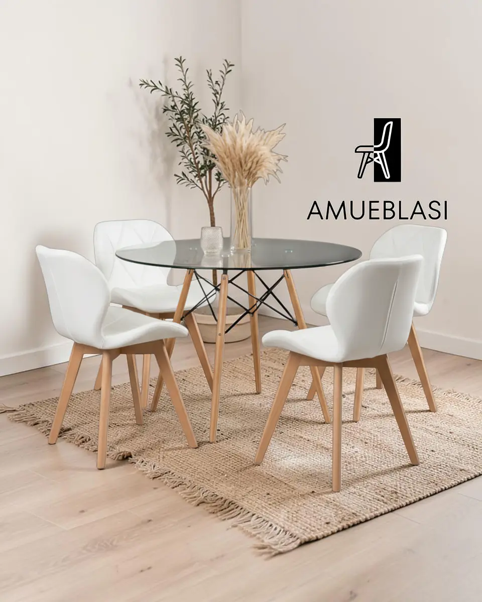 Comedor Redondo Vidrio Eames con Sillas Radar Fiori  6