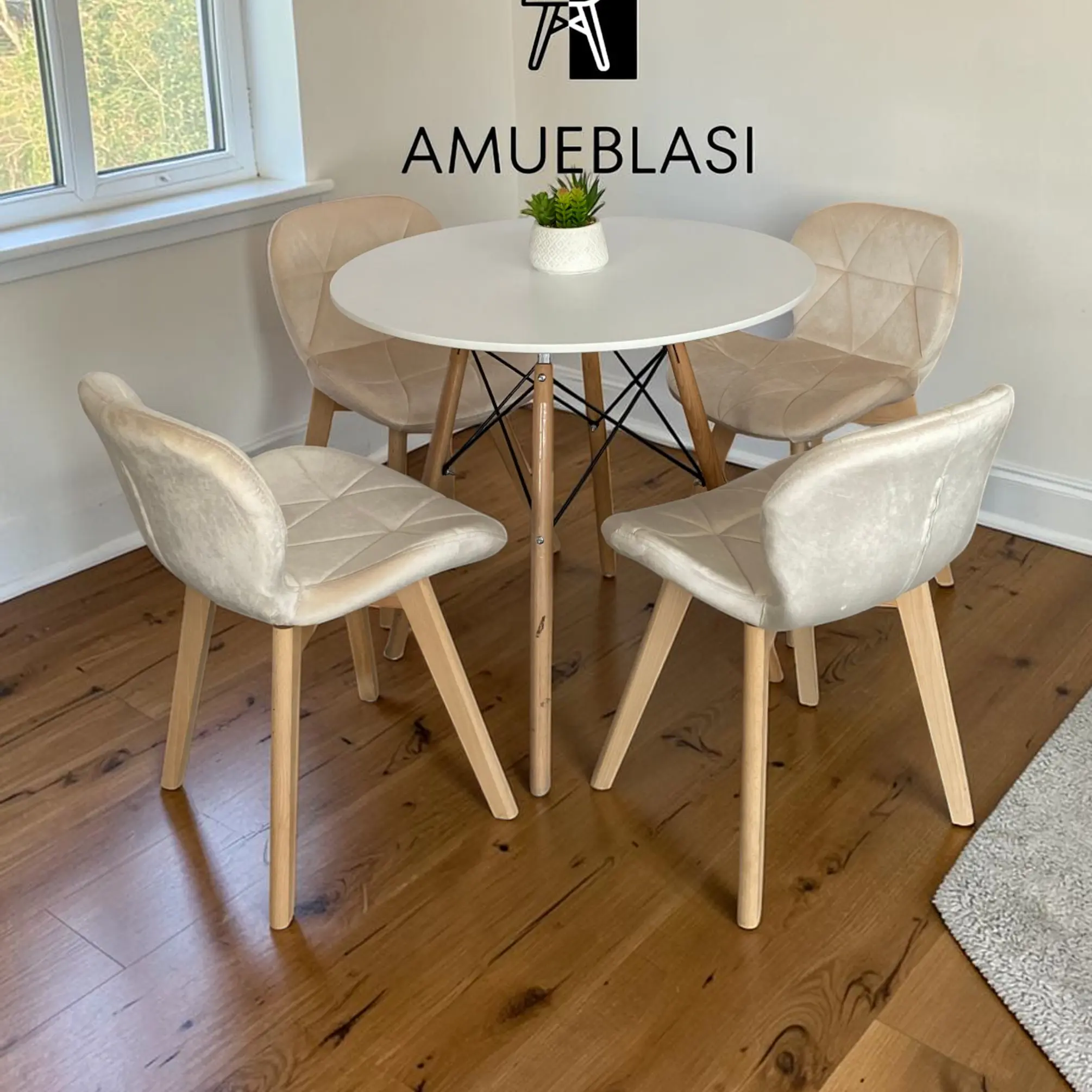 Comedor Redondo Melamina 4 Sillas Radar Velvet – Mesa Eames 15