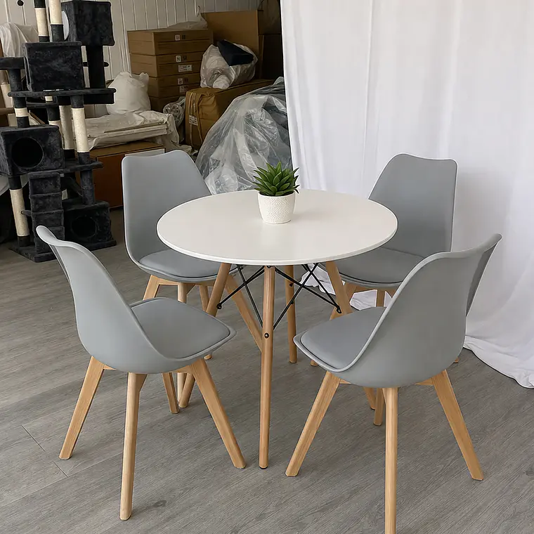 Comedor Redondo Melamina 4 Sillas Tulip – Mesa Eames 16