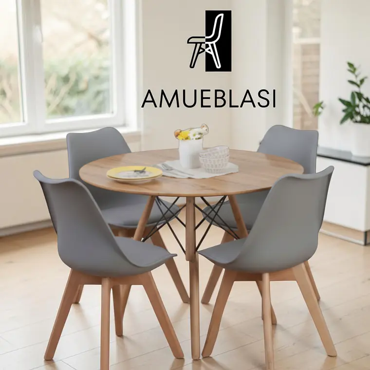 Comedor Redondo Melamina 4 Sillas Tulip – Mesa Eames 18