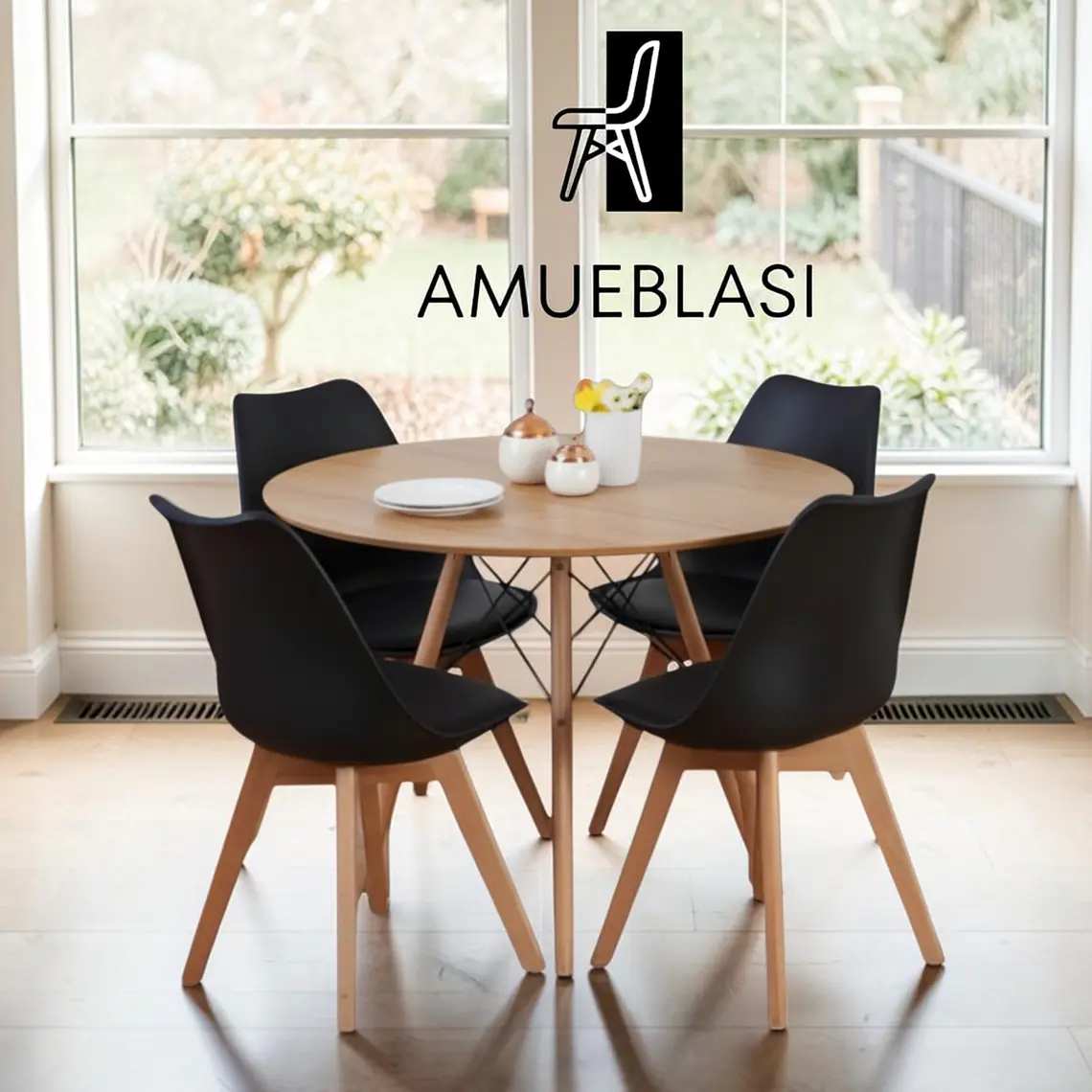 Comedor Redondo Melamina 4 Sillas Tulip – Mesa Eames 19