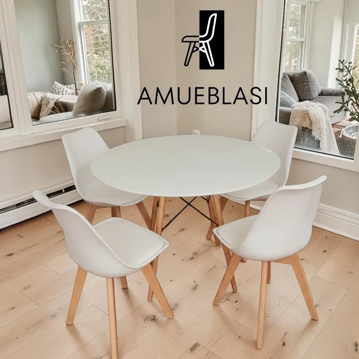 Comedor Redondo Melamina 4 Sillas Tulip – Mesa Eames 22