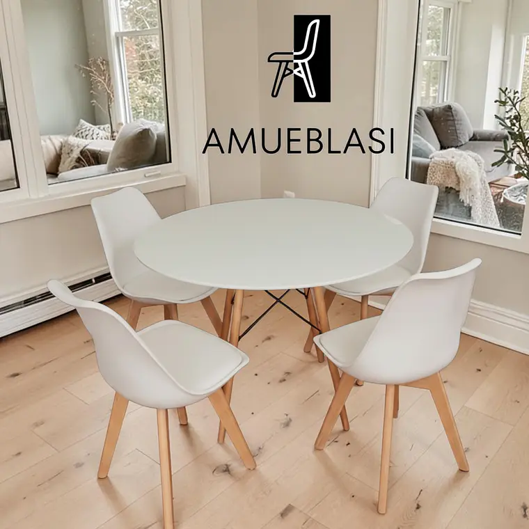 Comedor Redondo Melamina 4 Sillas Tulip – Mesa Eames 22