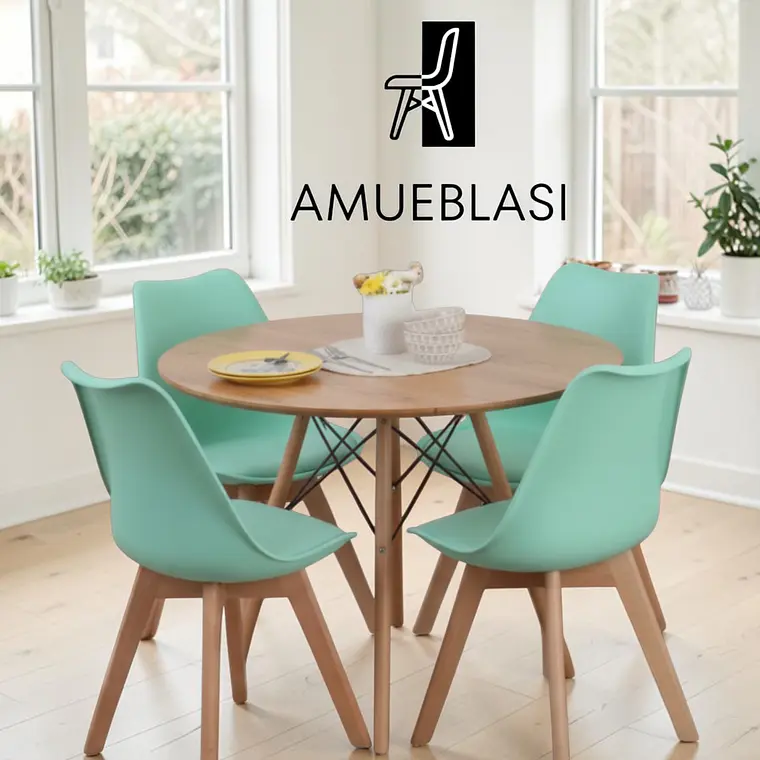 Comedor Redondo Melamina 4 Sillas Tulip – Mesa Eames 23