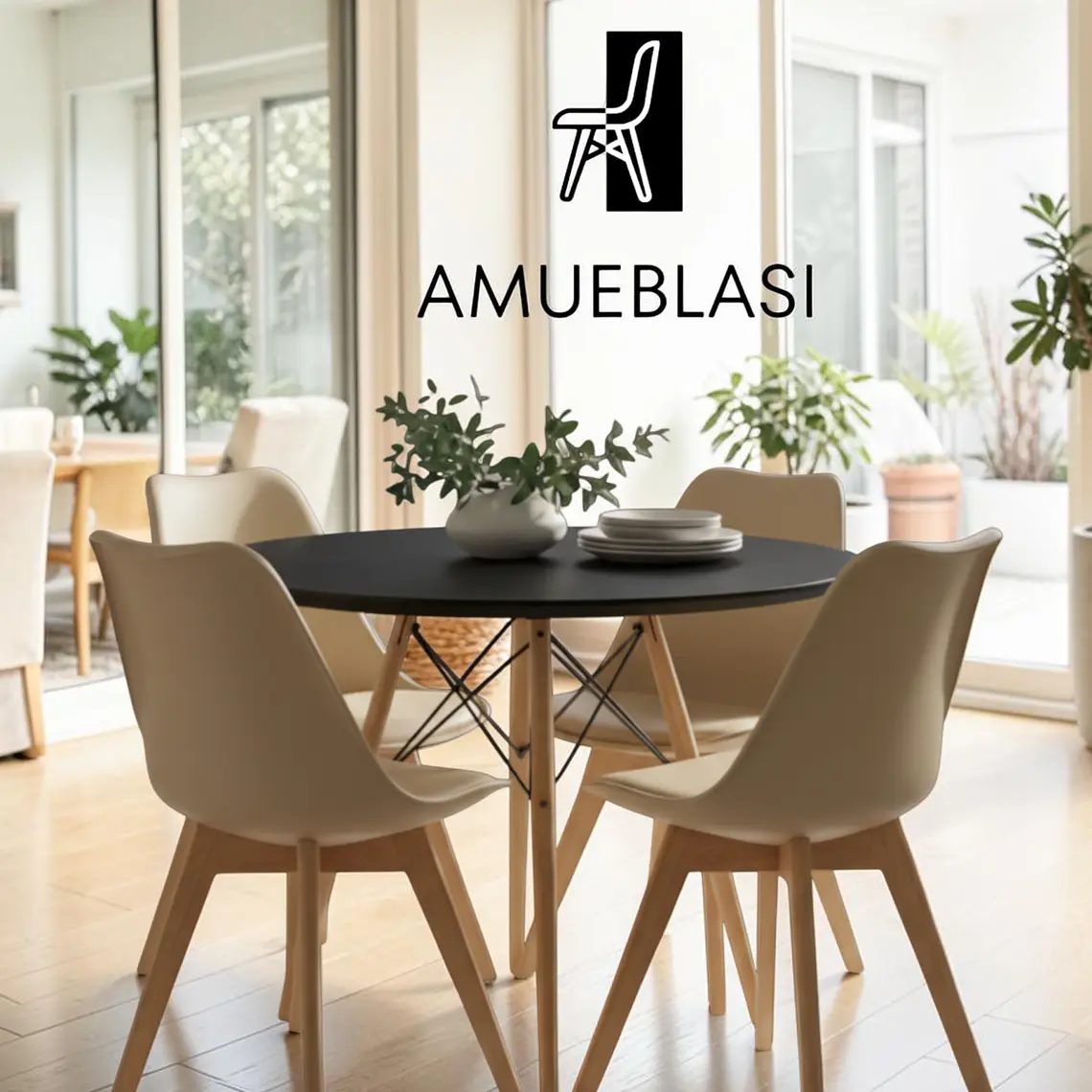 Comedor Redondo Melamina 4 Sillas Tulip – Mesa Eames 26