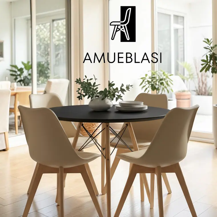 Comedor Redondo Melamina 4 Sillas Tulip – Mesa Eames 26