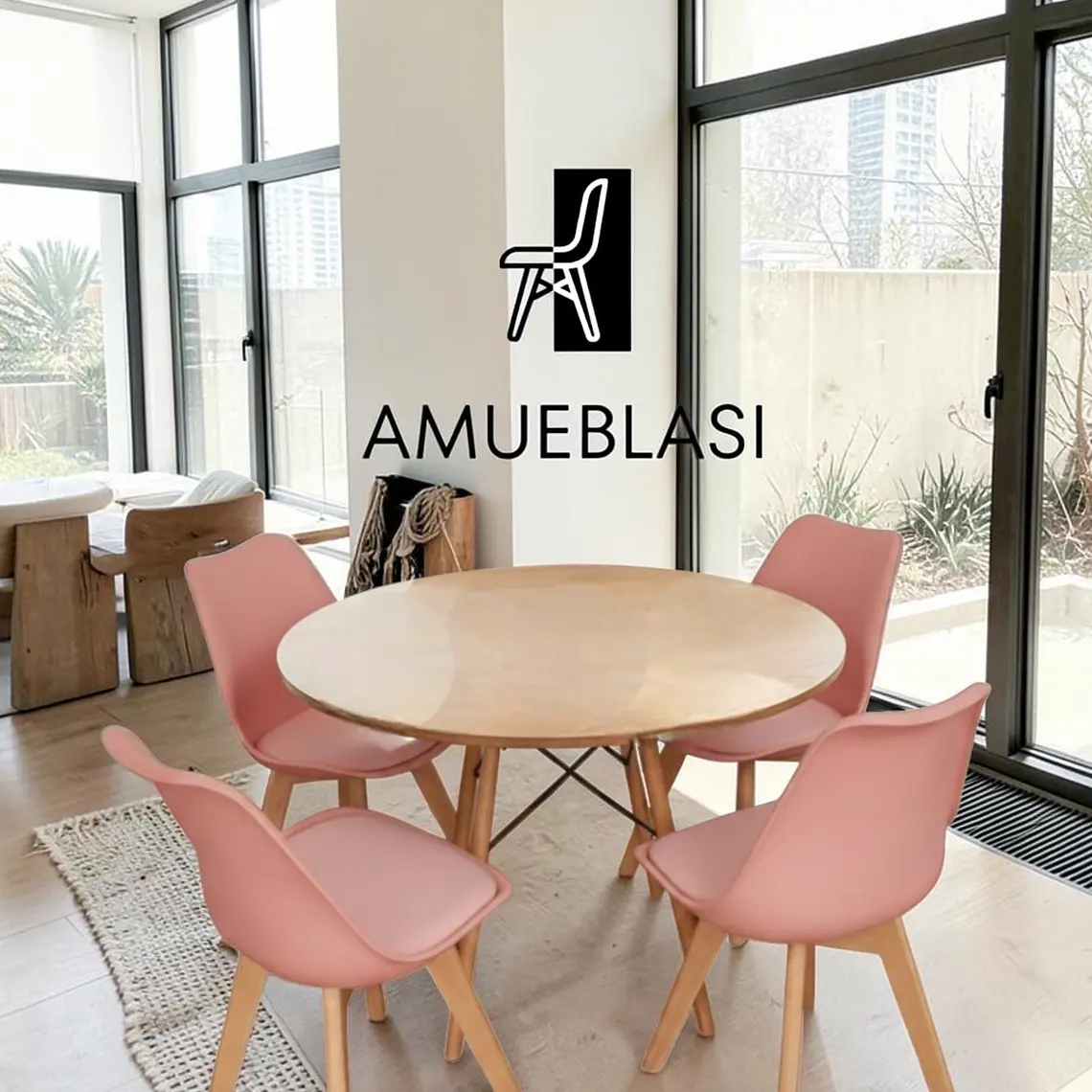 Comedor Redondo Melamina 4 Sillas Tulip – Mesa Eames 28