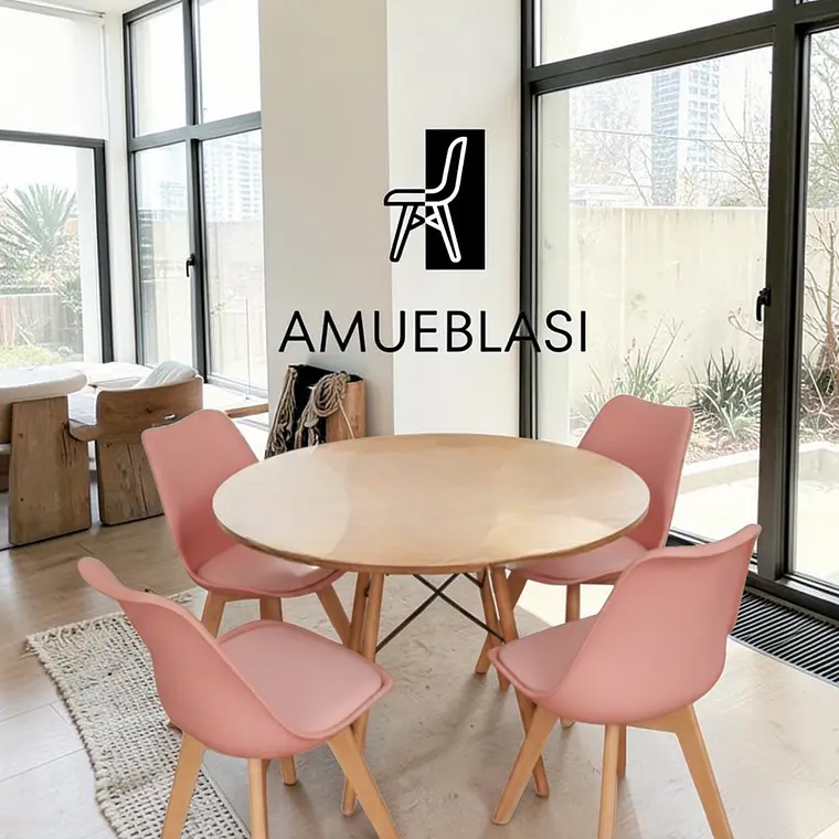 Comedor Redondo Melamina 4 Sillas Tulip – Mesa Eames 28