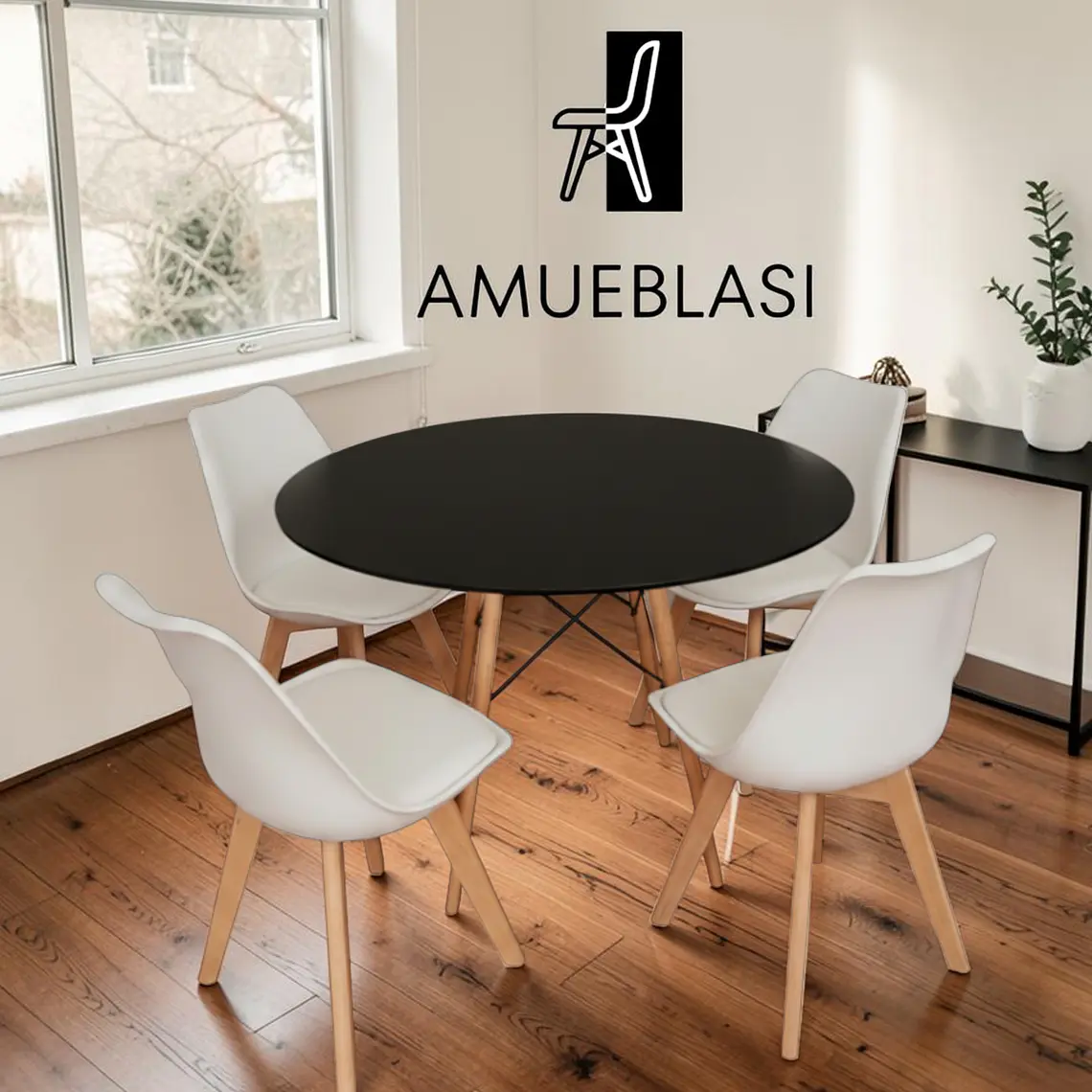 Comedor Redondo Melamina 4 Sillas Tulip – Mesa Eames 29