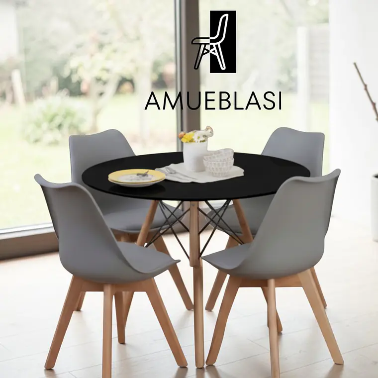 Comedor Redondo Melamina 4 Sillas Tulip – Mesa Eames 31