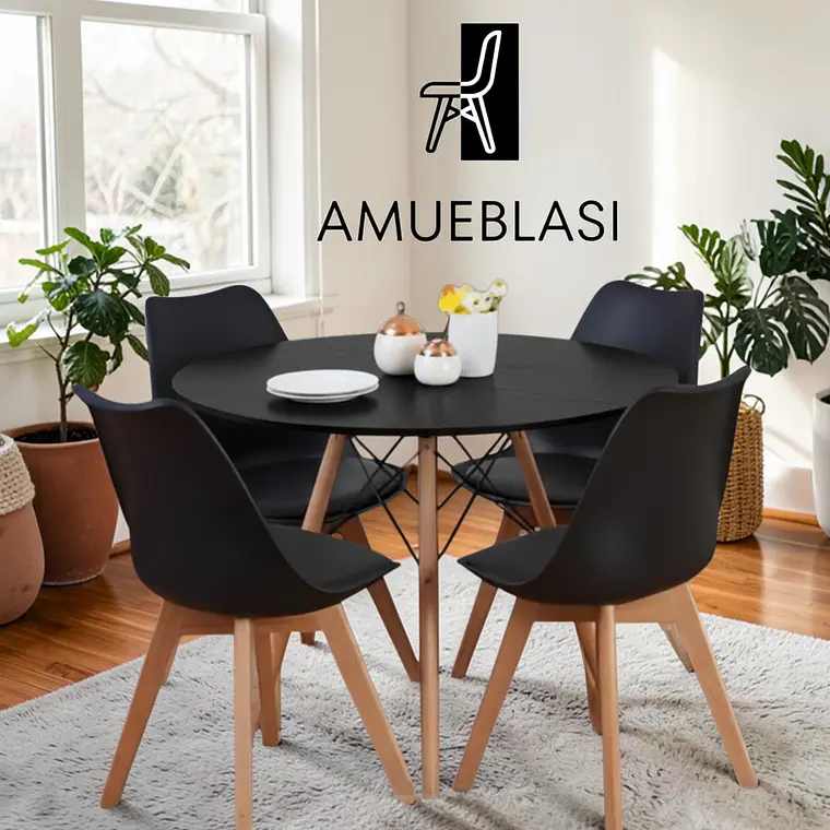 Comedor Redondo Melamina 4 Sillas Tulip – Mesa Eames 32