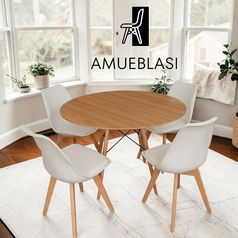 Comedor Redondo Melamina 4 Sillas Tulip – Mesa Eames 33