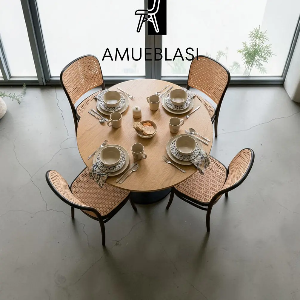 Comedor Redondo Tulip Nórdico 4 Sillas Lombardia – Mesa Tulip Nórdica 2