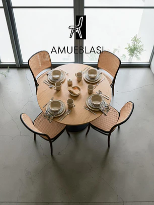 Comedor Mesa Redonda Tulip Nordica + Sillas Lombardia