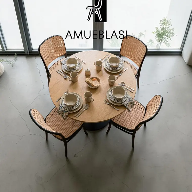 Comedor Mesa Redonda Tulip Nordica + Sillas Lombardia 2