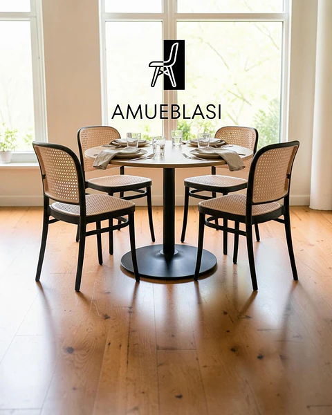 Comedor Redondo Tulip Nórdico con Sillas Lombardia