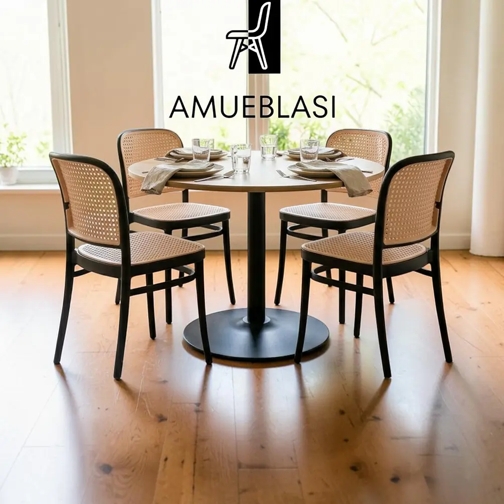 Comedor Redondo Tulip Nórdico 4 Sillas Lombardia – Mesa Tulip Nórdica 1