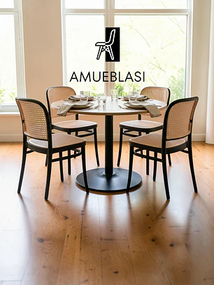 Comedor Mesa Redonda Tulip Nordica + Sillas Lombardia