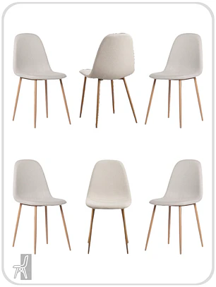 Pack 6 Sillas Scoop Wood