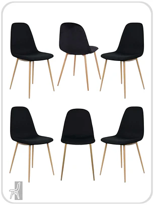 Pack 6 Sillas Scoop Wood