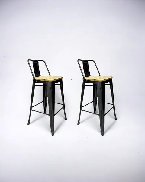 Pack 2 Taburetes Tolix Asiento Madera 66 cm
